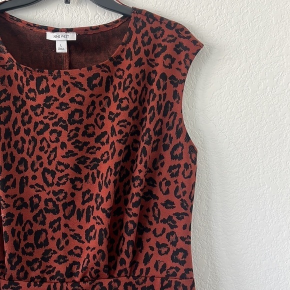 NWT Nine West Cap Sleeve Ponte Sheath Leopard Print Dress Size Large - Picture 7 of 7